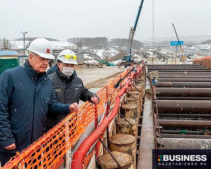 Собянин осмотрел ход строительства станции "Пыхтино" Калининско-Солнцевской линии Московского метрополитена. 