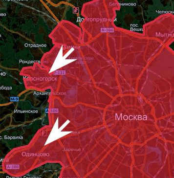 Карта Москвы с включенными в её состав Одинцово и Красногорском (не официальная)