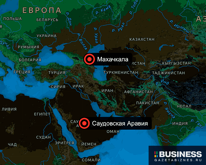 первый регулярный рейс из Махачкалы в Саудовскую Аравию