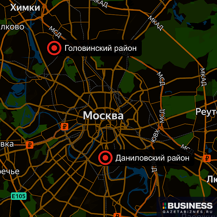 Карта реновации Головинского и Даниловского районов Москвы